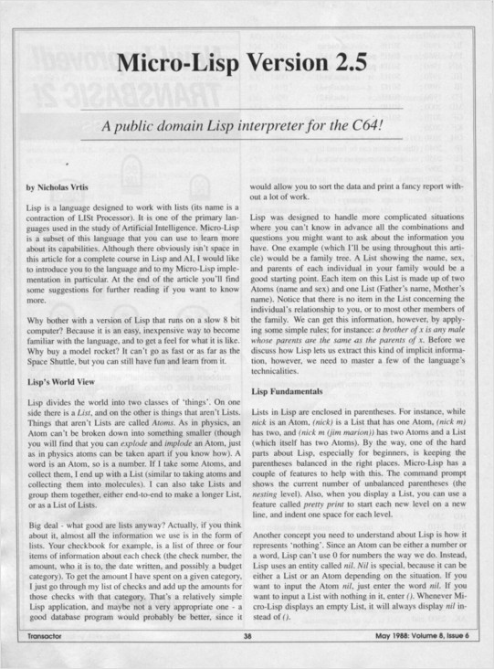 micro-lisp in transactor magazine
