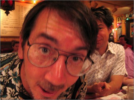 will wright and patrick farley at the traditional big comic con dinner